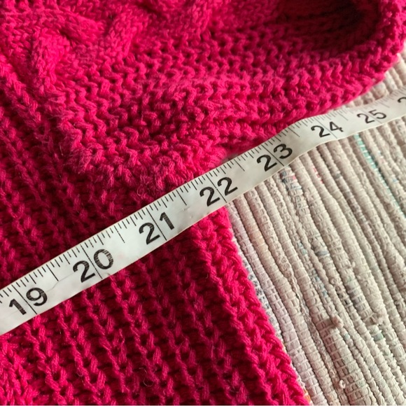 Vintage sweater Womens Medium Mock Turtleneck Chunky Cable Knit Pink Ramie - Picture 4 of 6